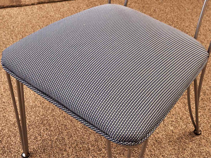 Set of 4 Regal Dining Chairs in Blue Uphostery with Silver Finish Frame