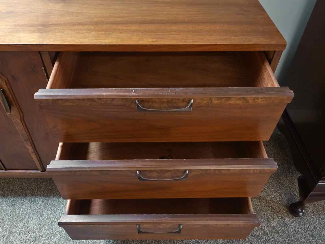 MCM Style Burled Walnut Dresser