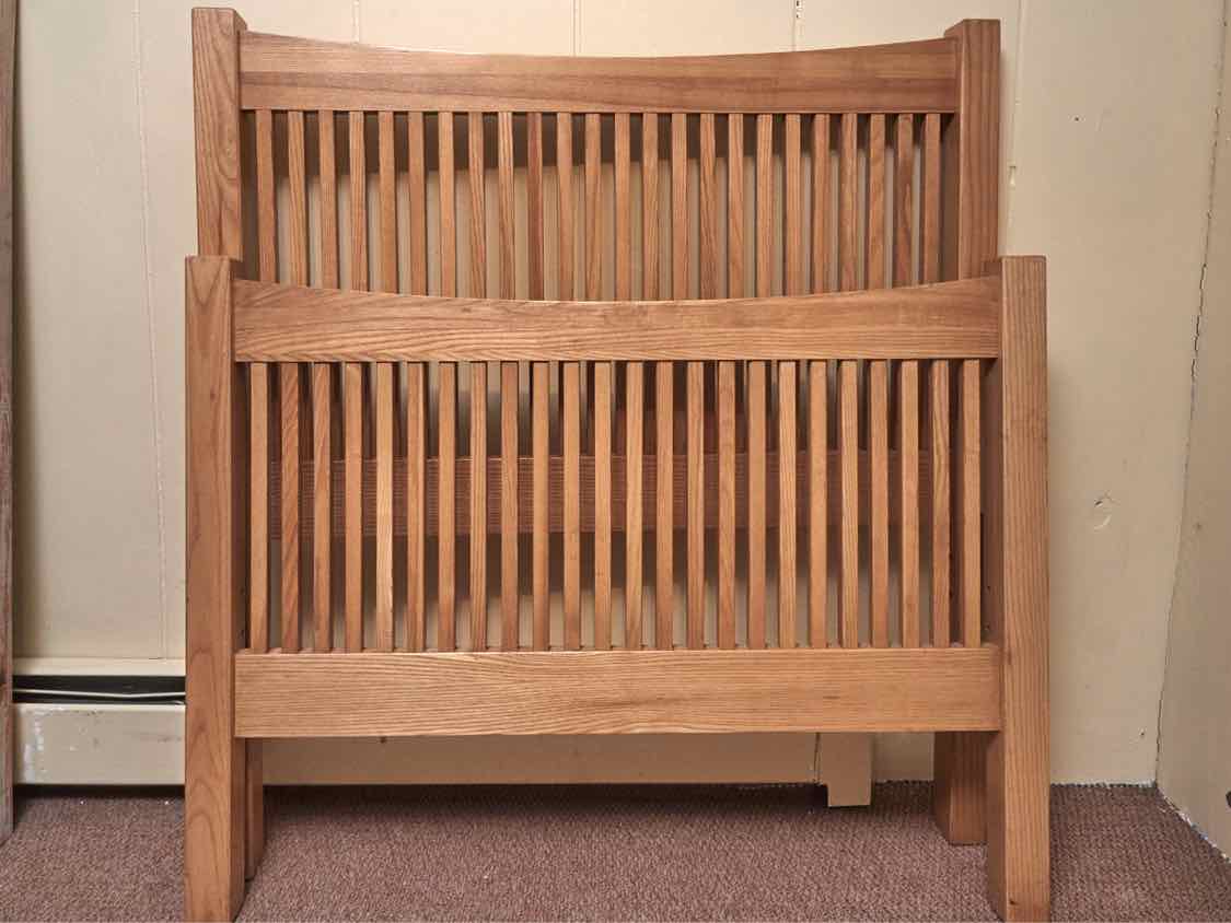 Golden Oak Slat Twin Bed