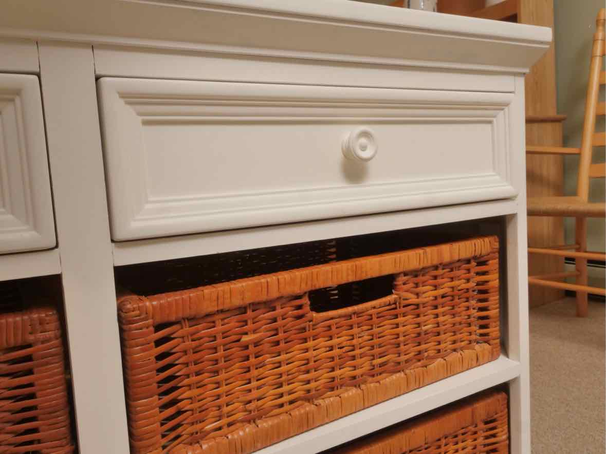 Broyhill White 2 Drawer Media Furniture with Wicker Baskets