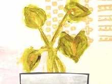"Native Bud IV" Matted Print in Whitewashed Textured Frame