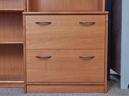 Bookcase with Lateral File Cabinet in Maple with Cherry Finish