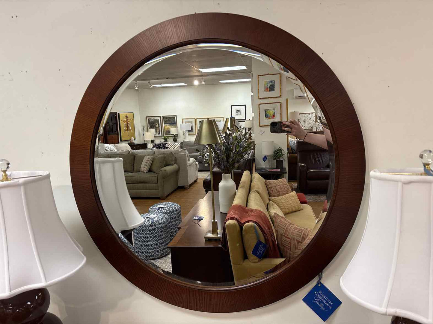 Ethan Allen Round Beveled Mirror