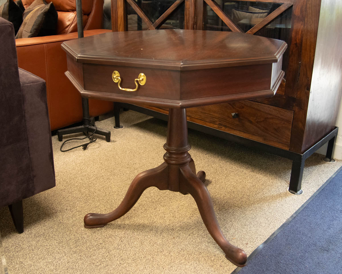 Henkel Harris Octagonal Side Table on Pedestal Base