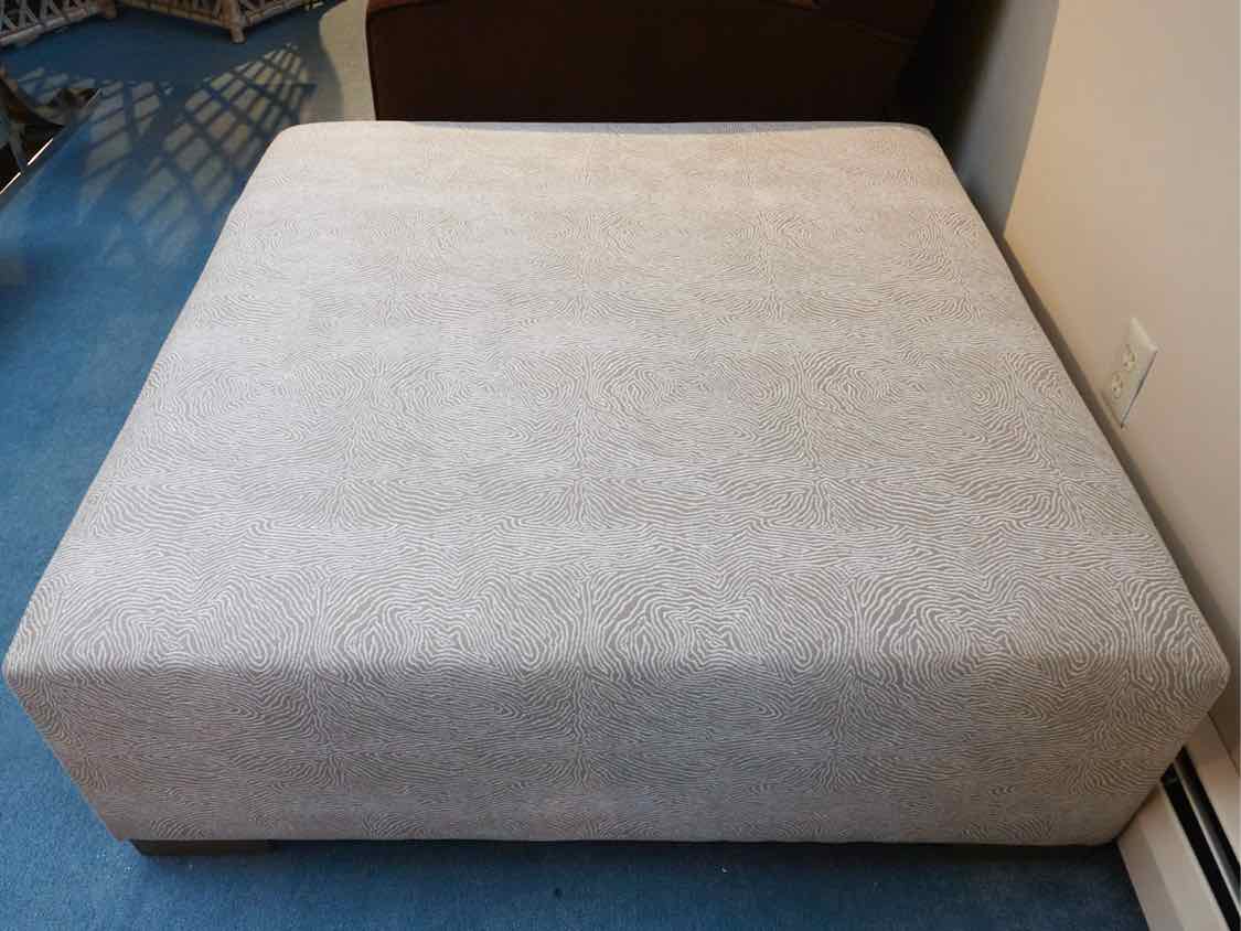 Taupe & Ivory Design  Wool Blend Upholstered Ottoman