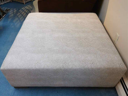 Taupe & Ivory Design  Wool Blend Upholstered Ottoman
