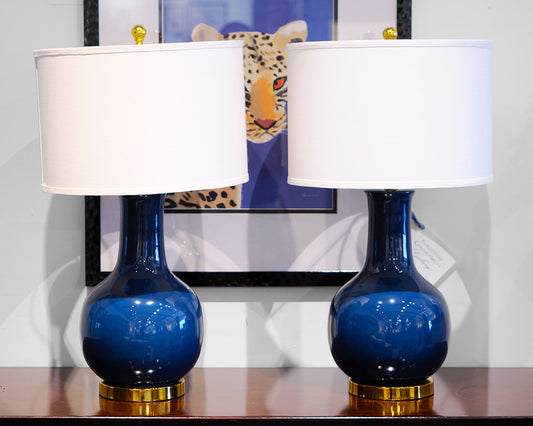 Pair of Navy Ceramic Table Lamps