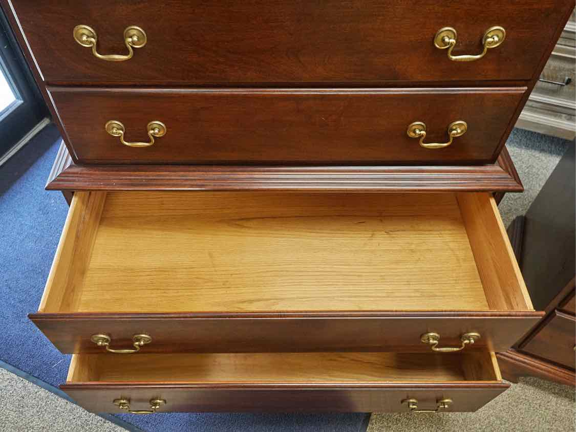 Solid Wood Seven Drawer Chest on Chest in Mahogany Stain