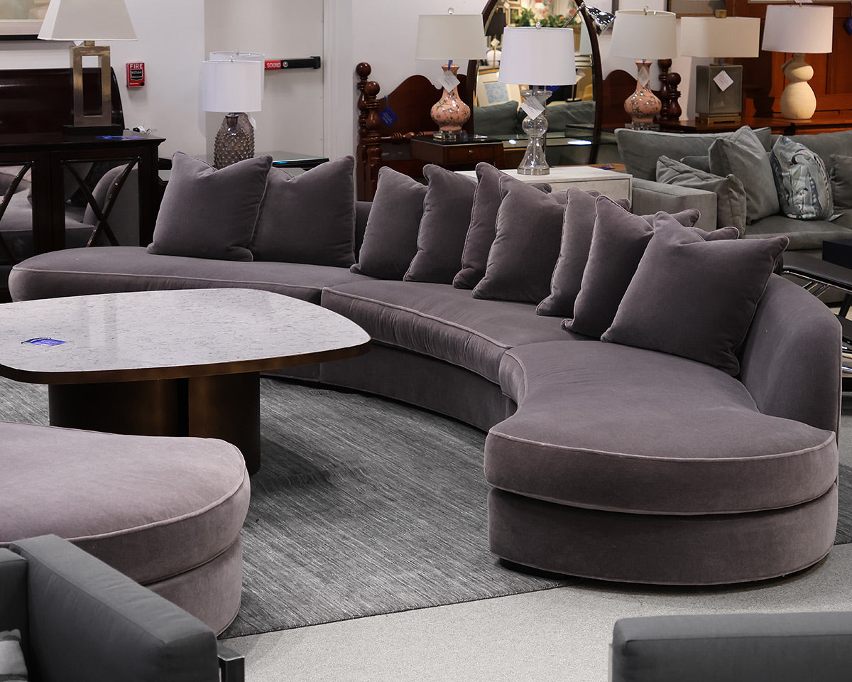 Bright Furniture 3-Piece Curved Sectional in Grey Mohair