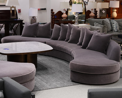 Bright Furniture 3-Piece Curved Sectional in Grey Mohair