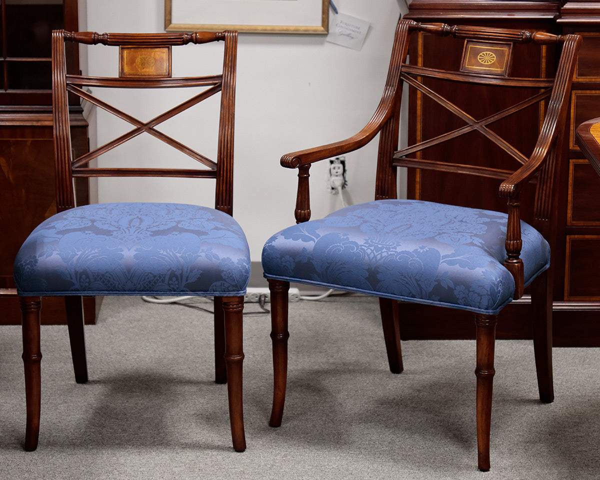 Stuart Swan Set of 8 Neoclassical 'X' Back Mahogany Dining Chairs