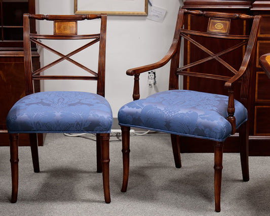 Stuart Swan Set of 8 Neoclassical 'X' Back Mahogany Dining Chairs