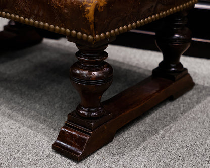 Pair of Leather Embossed Stools