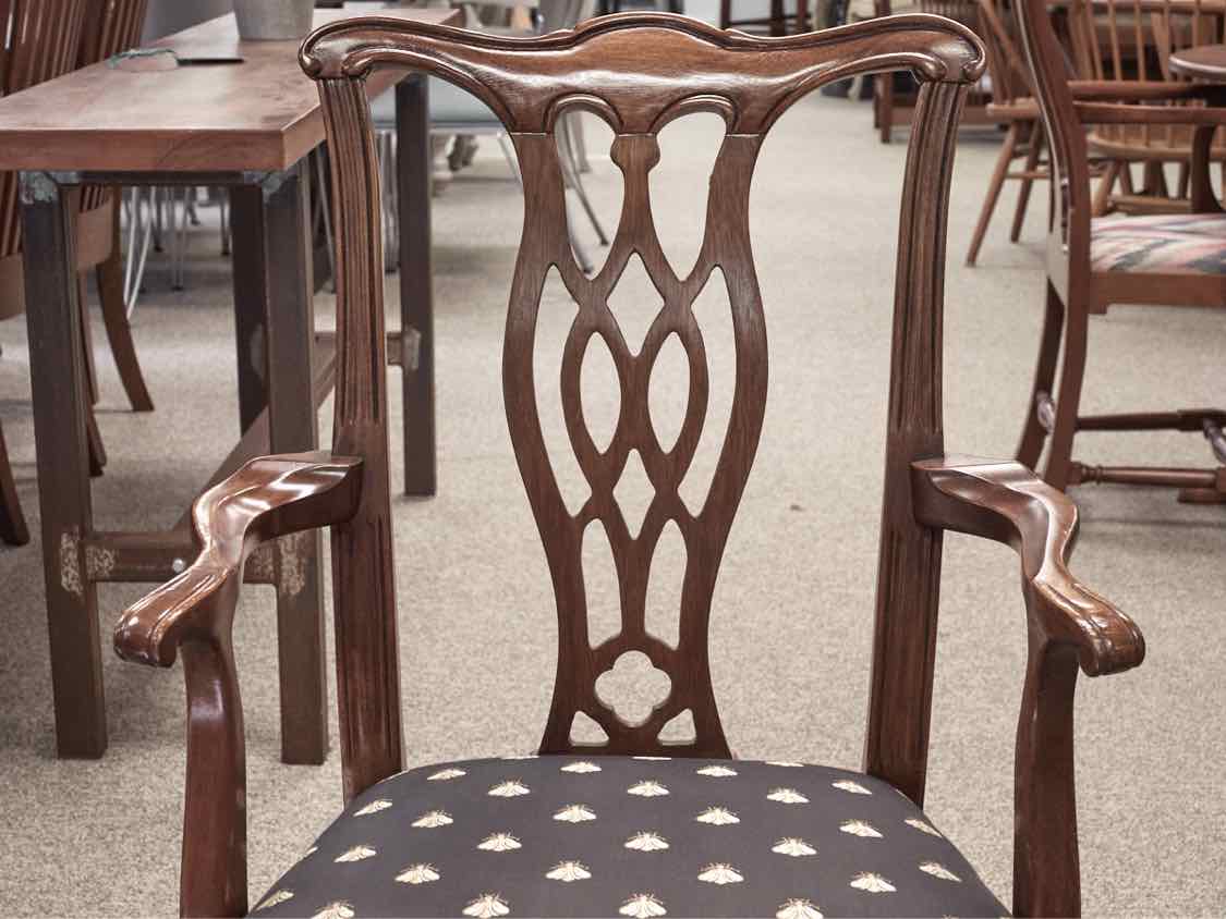 Set of 8 Chippendale Mahogany Dining Chairs with Uphostered Seats