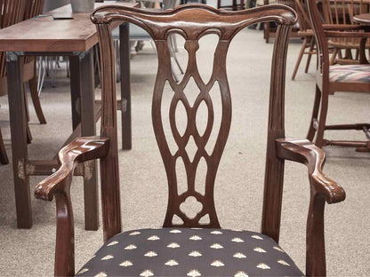 Set of 8 Chippendale Mahogany Dining Chairs with Uphostered Seats