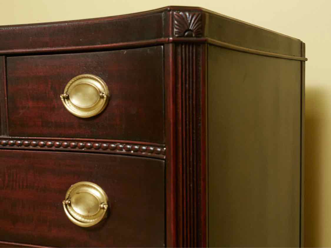 Manson's Solid Mahogany Serpentine 6 Drawer Chest