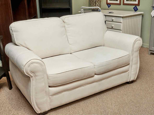 Ivory Upholstered  Rolled Arm Loveseat