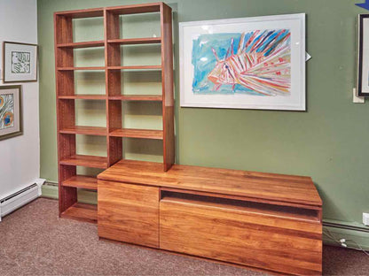 Danish Teak 10 Shelf Bookcase & 2 Drawer & Door Console