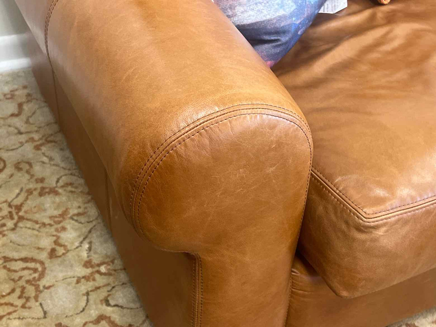 Pottery Barn Camel Leather Sofa