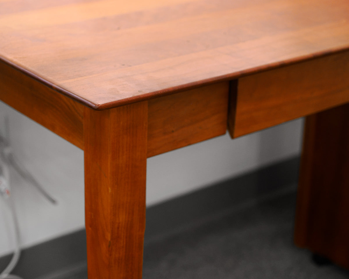 Cherry Sleek One Drawer Desk and Rolling File Cabinet
