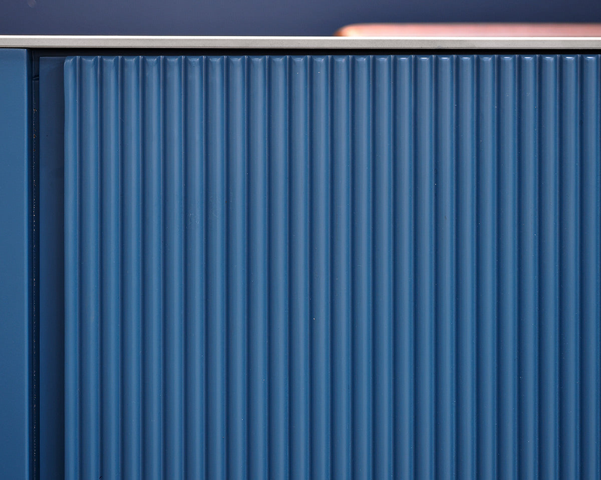 MCM Reeded Cabinet With Stone Top