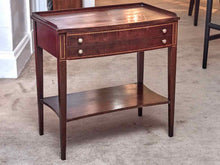 Mahogany 1 Drawer Side Table with Shelf & Tulip  Wood Inlay