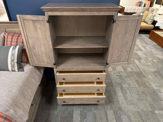 Three Drawer Two Shelf Washed Grey Armoire