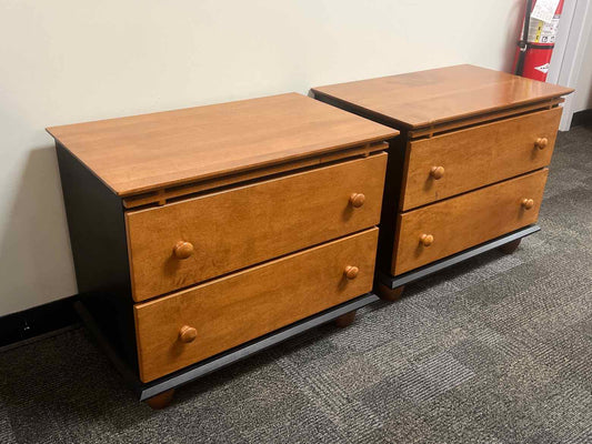 Pair of Maple and Black Nightstands