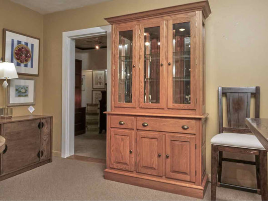 Canadel  Solid Oak 3 Drawer 3 Glass Door & China Cabinet