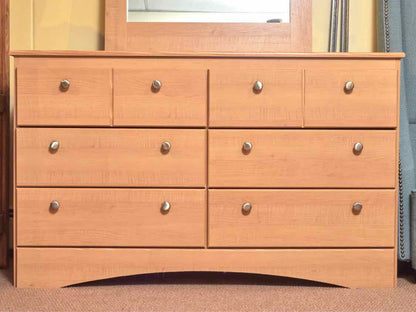 Maple  6 Drawer Dresser with Mirror