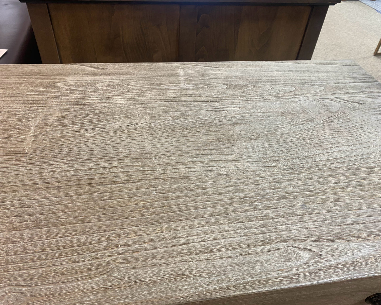Driftwood Finish 1 Drawer Nightstand with 2 Shelves