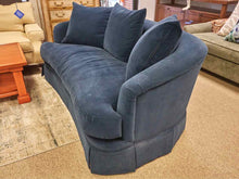 Custom Kidney Shape Loveseat in Navy Velvet