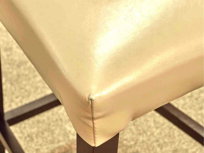 Set of Three Beige Faux Leather Counter Stools