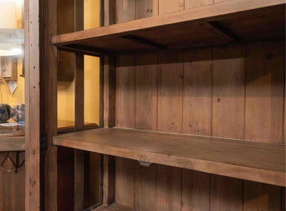 Grey Fish Reclaimed Wood Display Cabinet with 2 Pane Window Doors
