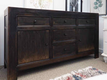 Media Furniture/Sideboard in Black Rubbed Finish with 5 Drawers & 2 Doors