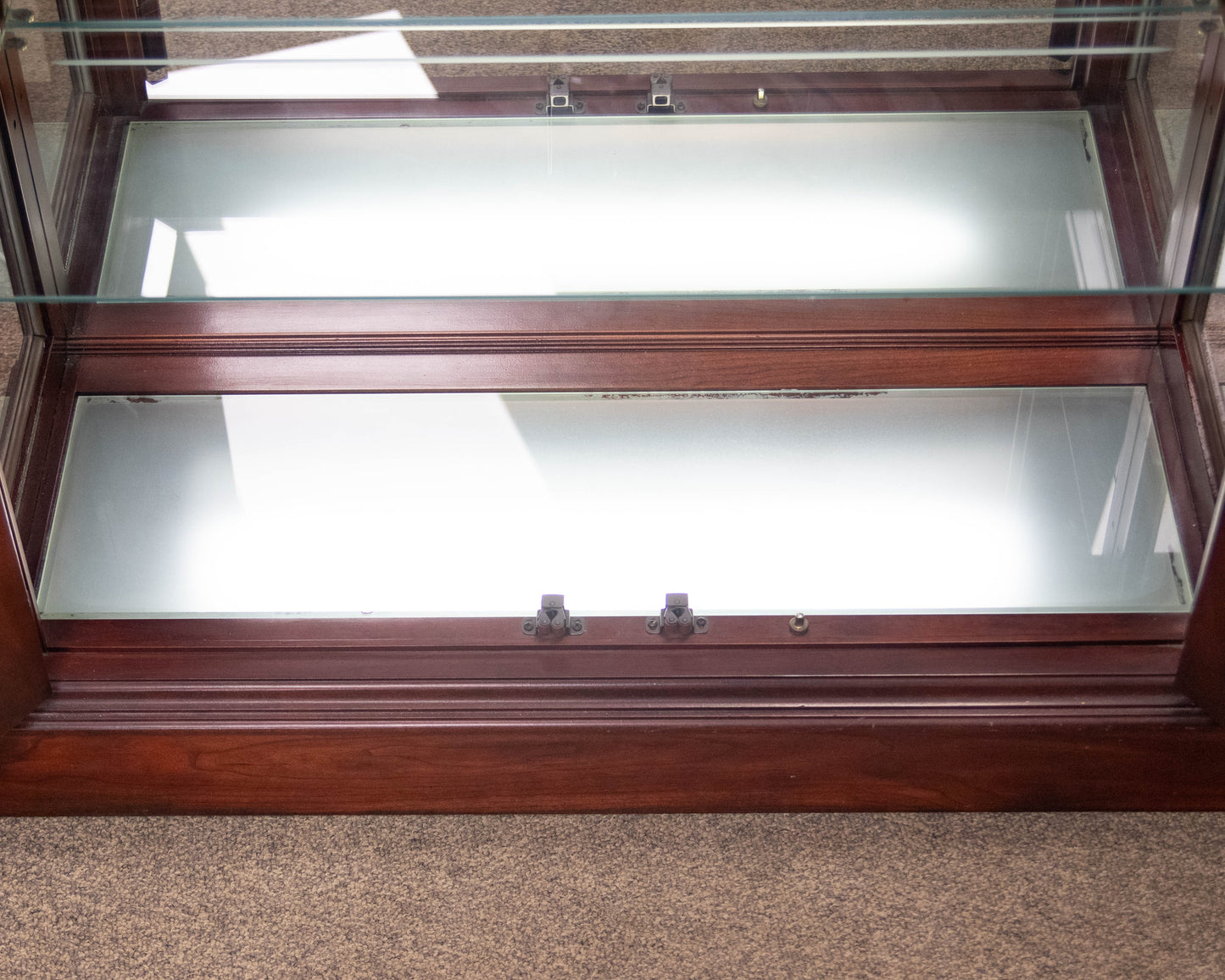 Jasper Cabinet Mahogany Finish 2 Glass Door Display Cabinet