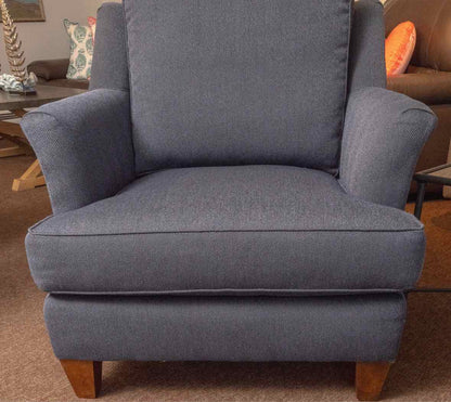 Pair Of King Hickory Navy Chevron Pattern Upholstered Transitional  Chairs