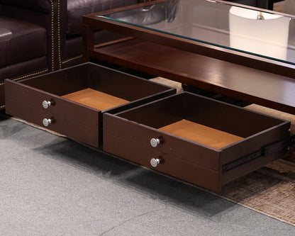 Dark Cherry Glass Top Coffee Table