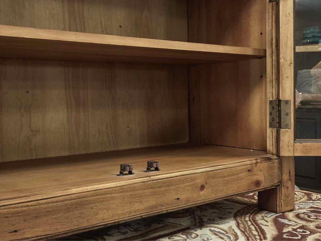 New Country  Media Furniture with 2 Glass Pane Doors with Fixed Shelf