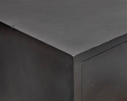 Four Hands 7 Drawer Trey Dresser In Black Wash Poplar Finish On Slim Iron Legs