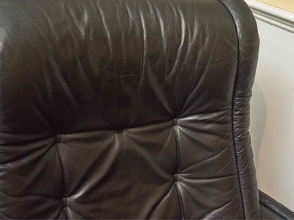 Ekornes Stressless Black Leather Swivel  Recliner & Ottoman