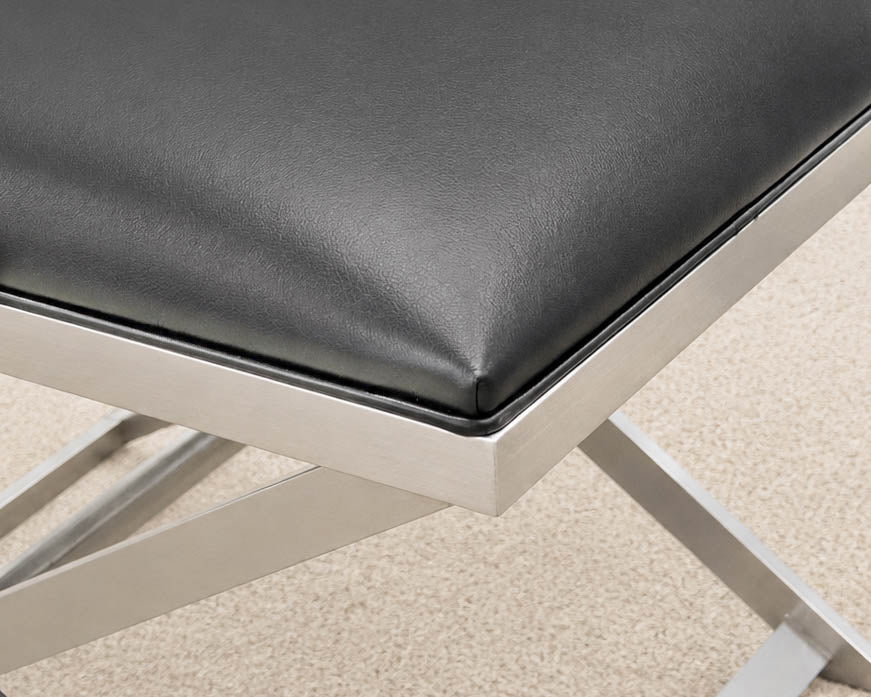 Pair of Ethan Allen Xanadu X-Base Ottomans in Black Leather