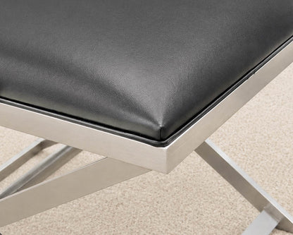 Pair of Ethan Allen Xanadu X-Base Ottomans in Black Leather