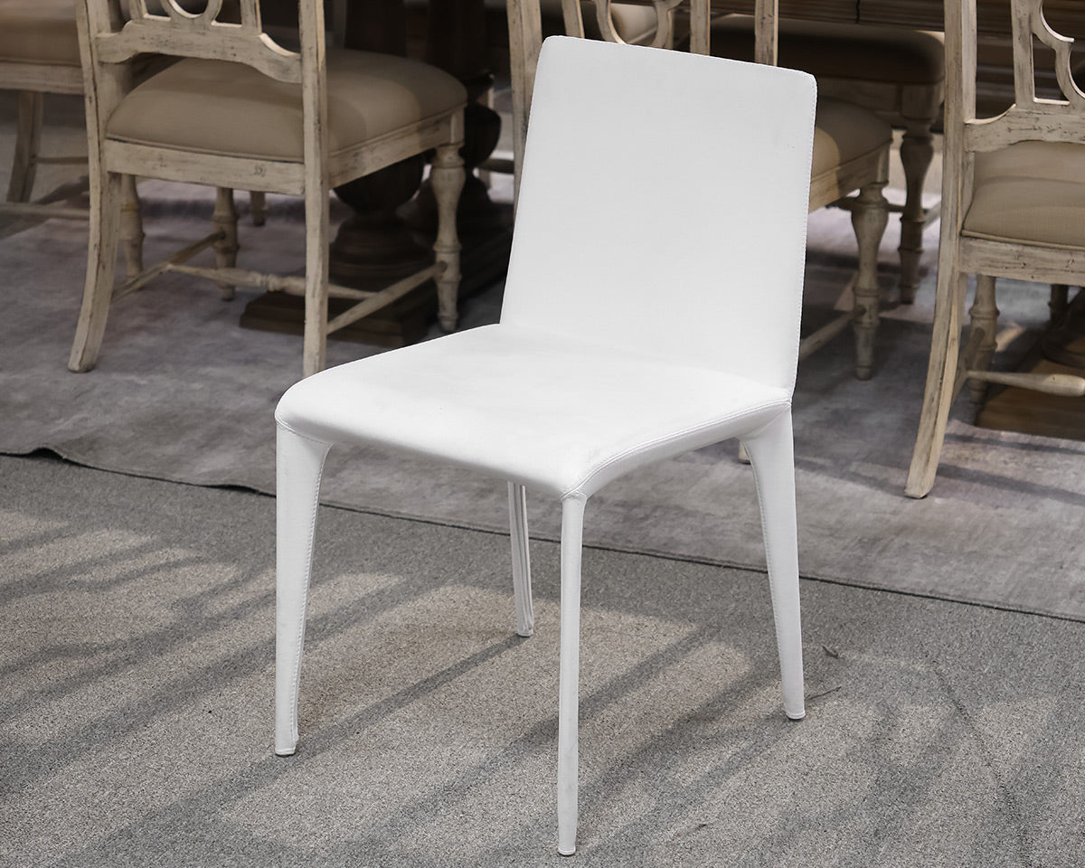 Set of 6 Bonaldo Filly White Leather Dining Chairs