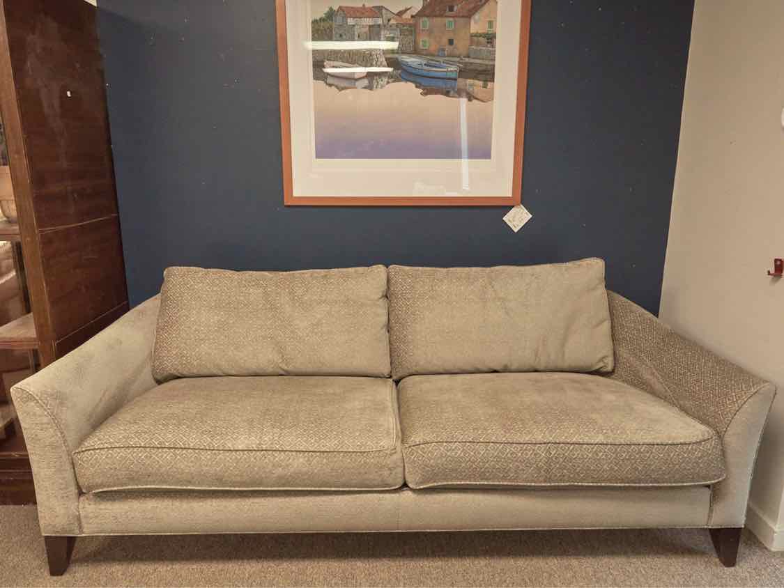 Ethan Allen Contemporary Rounded Back Sofa in Gray