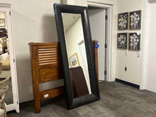 Crate & Barrel Black Leather Floor Mirror