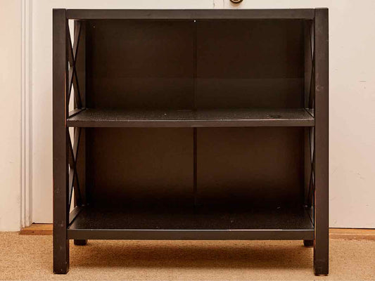 Black Finish  2 Shelf Bookcase with X Sides