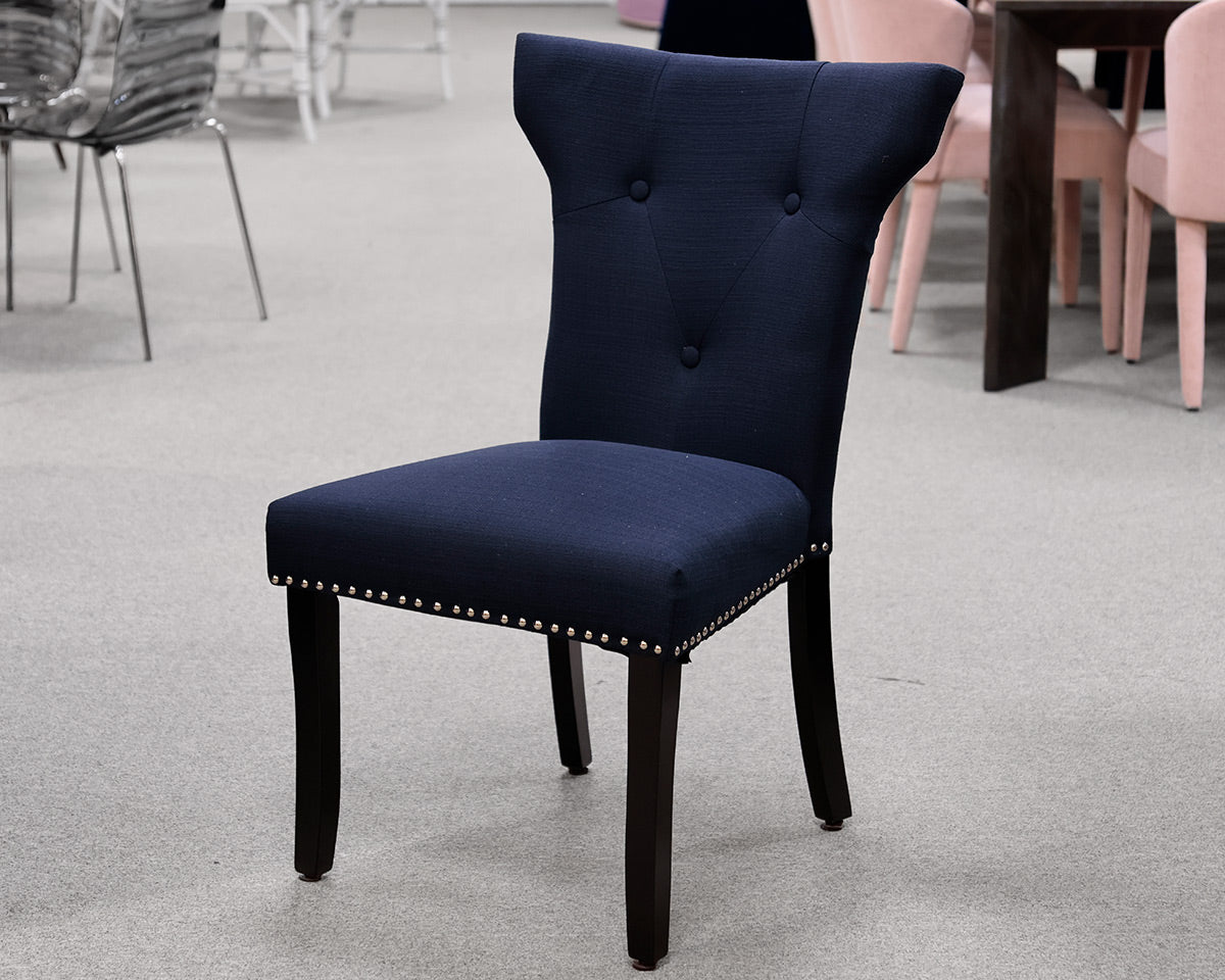 Set of 10 Deep Navy Upholstered Dining Chairs