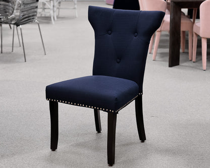Set of 10 Deep Navy Upholstered Dining Chairs