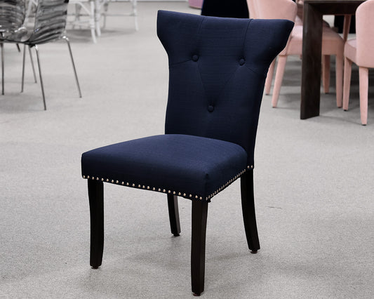 Set of 10 Deep Navy Upholstered Dining Chairs